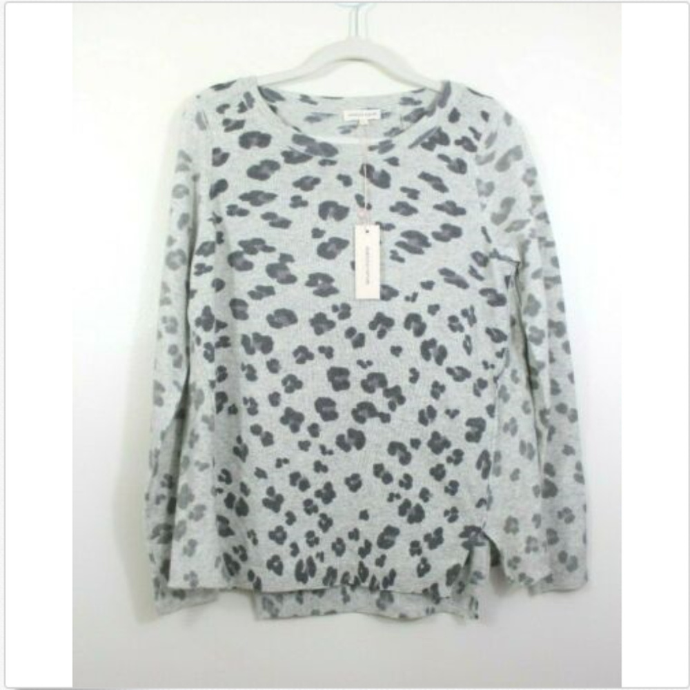 Rebecca Taylor Large Leo Mix Pullover Sweater Gray